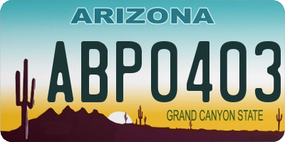 AZ license plate ABP0403