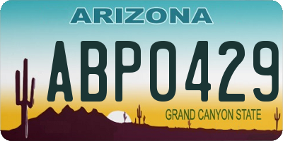 AZ license plate ABP0429
