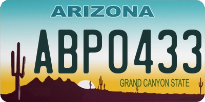 AZ license plate ABP0433
