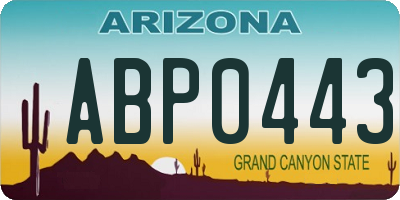 AZ license plate ABP0443