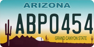 AZ license plate ABP0454