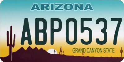 AZ license plate ABP0537