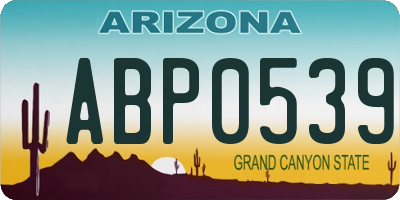 AZ license plate ABP0539