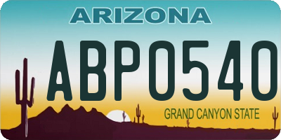 AZ license plate ABP0540