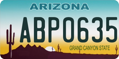 AZ license plate ABP0635