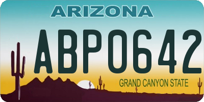 AZ license plate ABP0642