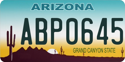 AZ license plate ABP0645