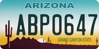 AZ license plate ABP0647
