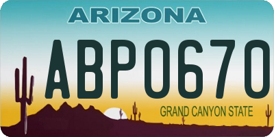 AZ license plate ABP0670