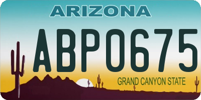 AZ license plate ABP0675