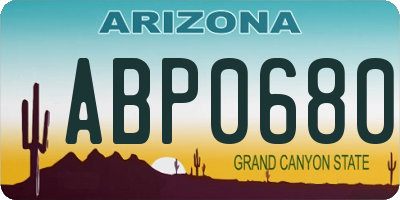 AZ license plate ABP0680