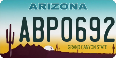 AZ license plate ABP0692
