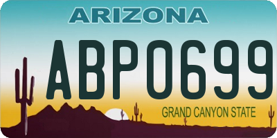 AZ license plate ABP0699