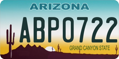 AZ license plate ABP0722