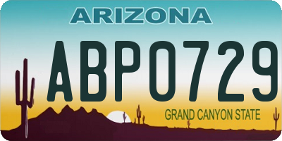 AZ license plate ABP0729
