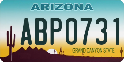 AZ license plate ABP0731