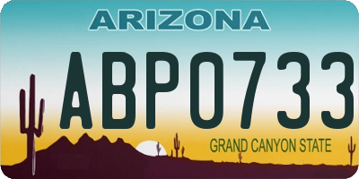 AZ license plate ABP0733