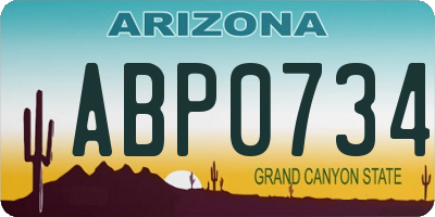 AZ license plate ABP0734