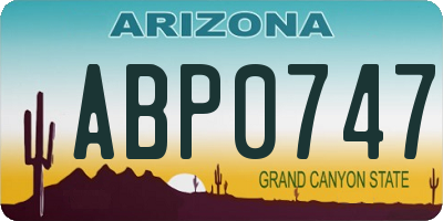 AZ license plate ABP0747