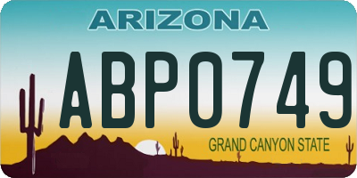 AZ license plate ABP0749
