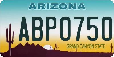 AZ license plate ABP0750