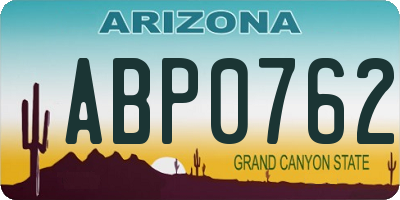 AZ license plate ABP0762
