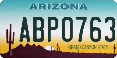 AZ license plate ABP0763