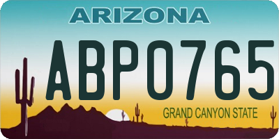 AZ license plate ABP0765
