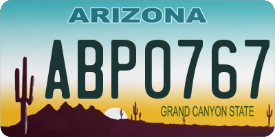 AZ license plate ABP0767