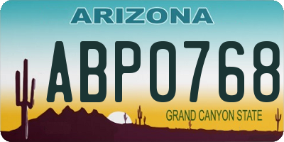 AZ license plate ABP0768