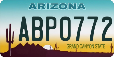 AZ license plate ABP0772