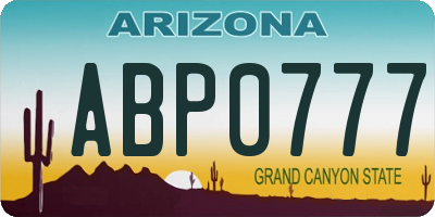 AZ license plate ABP0777