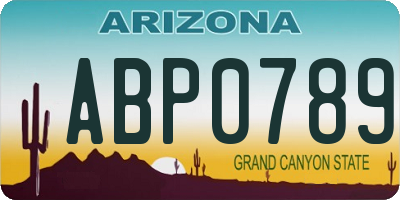 AZ license plate ABP0789