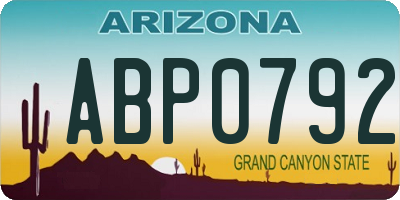 AZ license plate ABP0792