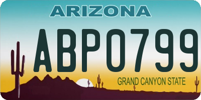 AZ license plate ABP0799