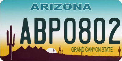 AZ license plate ABP0802