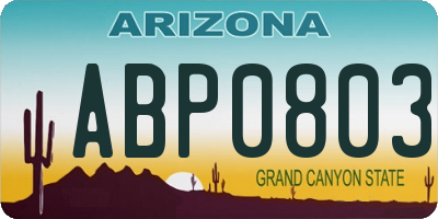AZ license plate ABP0803