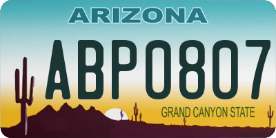 AZ license plate ABP0807