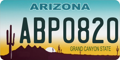 AZ license plate ABP0820