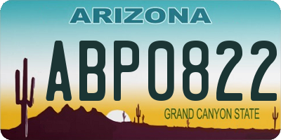 AZ license plate ABP0822