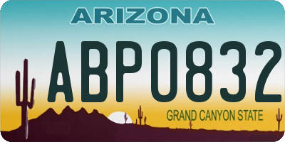 AZ license plate ABP0832