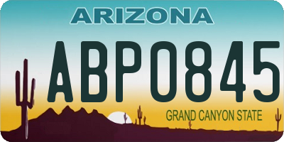 AZ license plate ABP0845