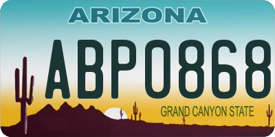 AZ license plate ABP0868