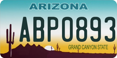 AZ license plate ABP0893