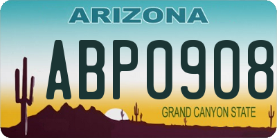 AZ license plate ABP0908
