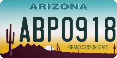AZ license plate ABP0918