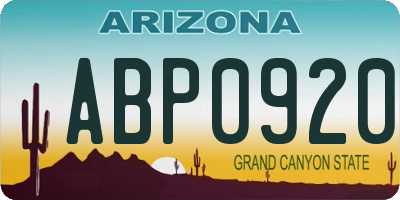 AZ license plate ABP0920
