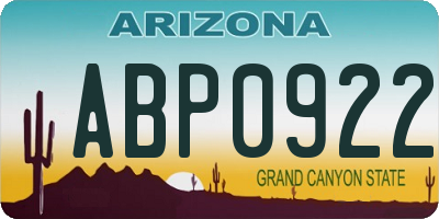 AZ license plate ABP0922