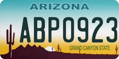 AZ license plate ABP0923