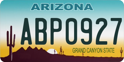 AZ license plate ABP0927